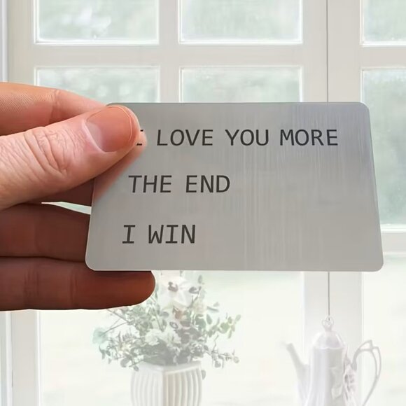 I Love You More Wallet Card Insert Metal Wallet Love Note Gift Husband Boyfriend - Picture 3 of 5